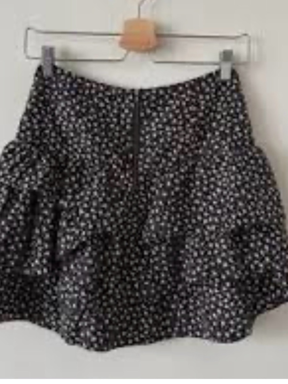 Aritzia Black Mini Skirt with White Micro Floral Print